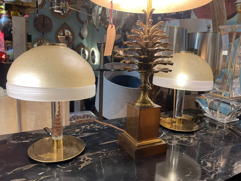 Vintage table lamps - Mid century lamps -vintage murano lamps - Vintage lamps - glass dome table lamps - Ed Butcher Antiques - Antique Shop London