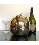 24-CARAT GOLD-PLATED APPLE SHAPED ICE BUCKET WITH DETAILED LEAF HANDLE