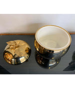 24-CARAT GOLD-PLATED APPLE SHAPED ICE BUCKET WITH DETAILED LEAF HANDLE