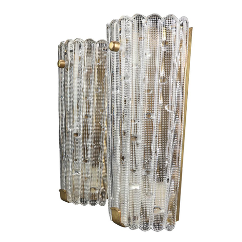 LARGE ORREFORS GLASS AND BRASS WALL SCONCES