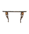 An Art Deco wrought iron gilded console table with green marble top in the style of Gilbert Poillerat