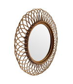 Mid Century Mirror - circular woven bamboo mirror 