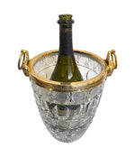 A 1960S GLASS AND GILT METAL CHAMPAGNE BUCKET WITH RAM HEAD HANDLES