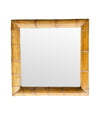 A large square mirror with a thick bamboo frame