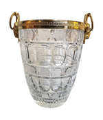 A 1960S GLASS AND GILT METAL CHAMPAGNE BUCKET WITH RAM HEAD HANDLES