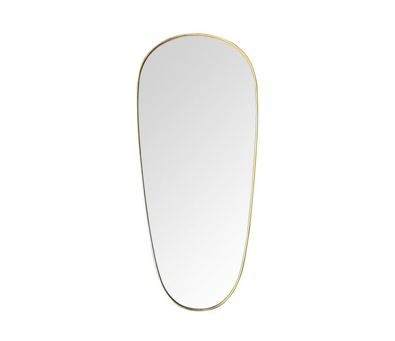 An orignal 1950s Italian shield mirror with lovely oval shaped brass frame and orignal plate