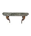 An Art Deco wrought iron gilded console table with green marble top in the style of Gilbert Poillerat