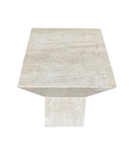 A pair of interesting shaped Italian 1970s travertine pedestals / bedside tables