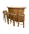 French 1970s bamboo bar with four original matching bamboo bar stools - Vintage Bar - Mid Century Bar