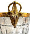 A 1960S GLASS AND GILT METAL CHAMPAGNE BUCKET WITH RAM HEAD HANDLES