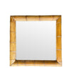 A large square mirror with a thick bamboo frame