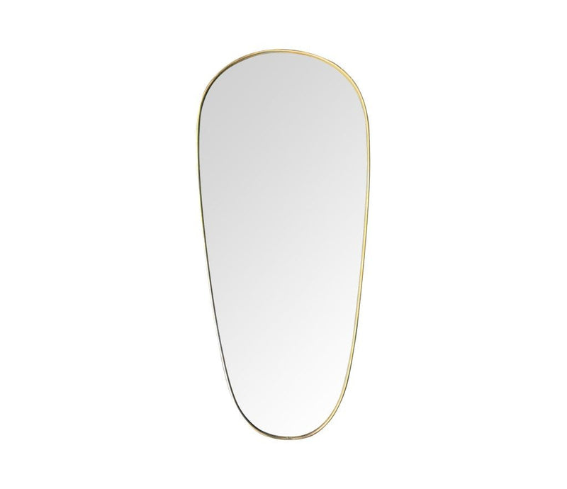 An orignal 1950s Italian shield mirror with lovely oval shaped brass frame and orignal plate