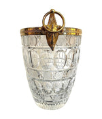 A 1960S GLASS AND GILT METAL CHAMPAGNE BUCKET WITH RAM HEAD HANDLES