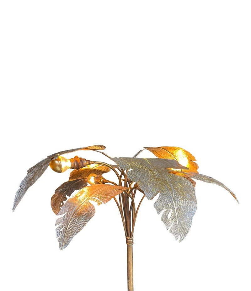 Palm tree lamp - palm tree floor lamp - gold palm tree lamp - palm floor lamp - vintage palm tree floor lamp - antique gold palm leaf floor lamp - Ed Butcher Antiques - Antique Shop London