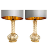 A LOVELY PAIR OF BAROVIER AND TOSO GOLD LEAF MURANO GLASS LAMPS