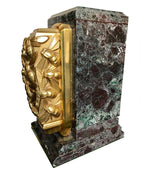 A PAIR OF ART DECO BOOKENDS OF AMAZONITE MARBLE AND CAST GILT METAL BEES