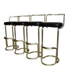 A SET OF FOUR BRASS BAR STOOLS