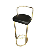 A SET OF FOUR BRASS BAR STOOLS