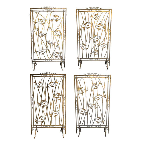 A STUNNING SET OF 5 1950S FRENCH GILT METAL SCREEN ROOM DIVIDERS