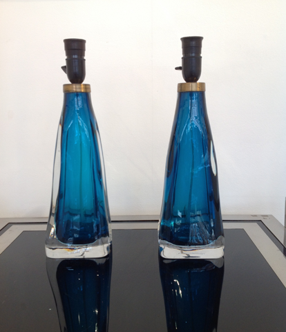 A PAIR OF ORREFORS GLASS LAMPS