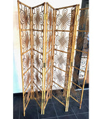 A LARGE 1970S FRENCH RIVIERA HINGED SIX PANEL BAMBOO SCREEN, ROOM DIVIDER