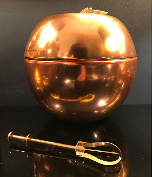 AN APPLE SHAPED COPPER ICE BUCKET