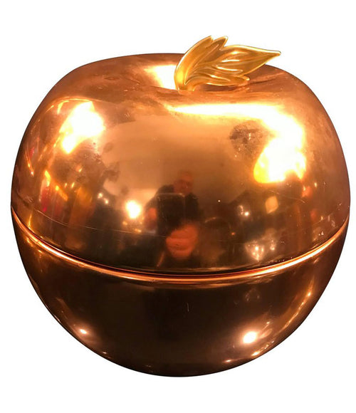 AN APPLE SHAPED COPPER ICE BUCKET