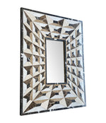 ART DECO MIRROR WITH TESSELLATED MARBLE SURROUND CREATING OPTICAL PERSPECTIVE