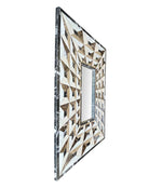 ART DECO MIRROR WITH TESSELLATED MARBLE SURROUND CREATING OPTICAL PERSPECTIVE