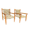 A WONDERFUL PAIR OF 1950S FRENCH ROPE AND WOOD CHAIRS BY AUDOUX AND MINET