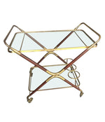 A CESARE LACCA ROSEWOOD NAD BRASS BAR CART