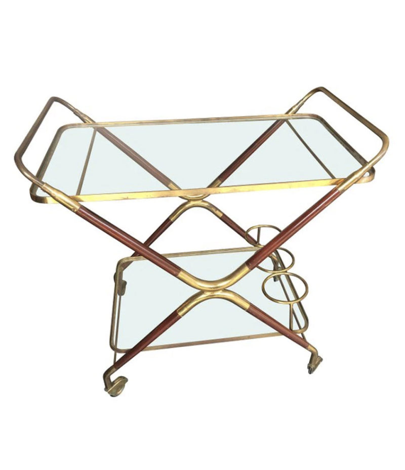 A CESARE LACCA ROSEWOOD NAD BRASS BAR CART