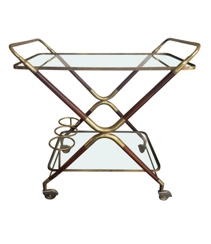 A CESARE LACCA ROSEWOOD NAD BRASS BAR CART