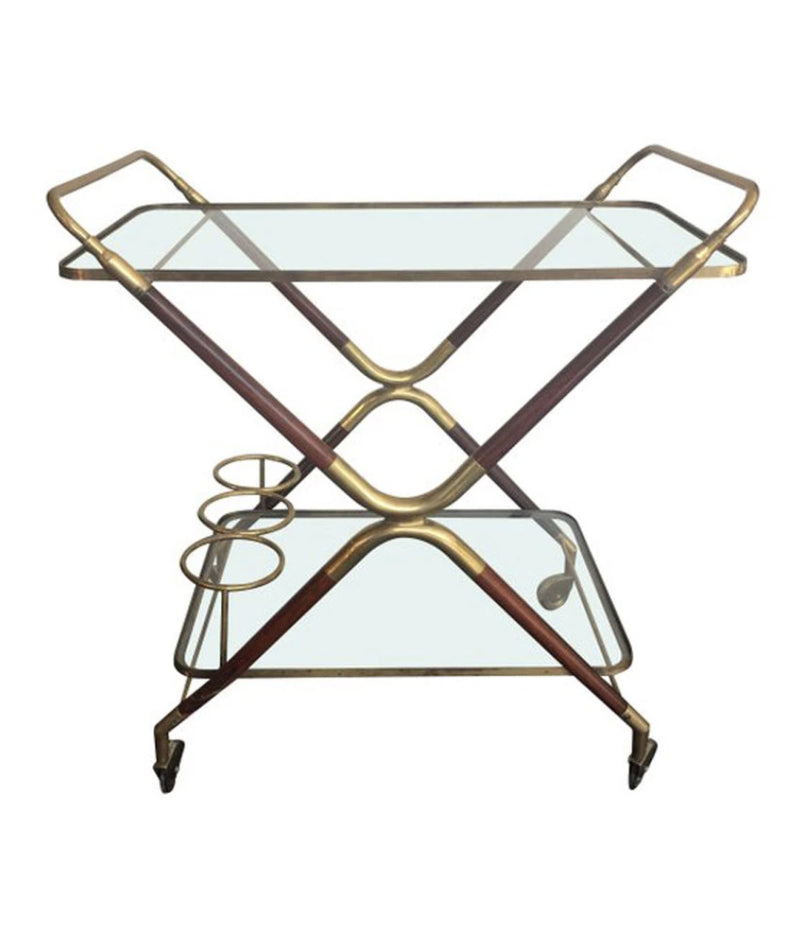 A CESARE LACCA ROSEWOOD NAD BRASS BAR CART