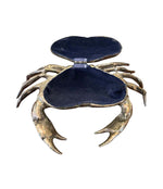 A FONDICA SOLID CAST CRAB WITH HINGED TOP SHELL WITH BLUE VELVET LINING