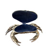 A FONDICA SOLID CAST CRAB WITH HINGED TOP SHELL WITH BLUE VELVET LINING