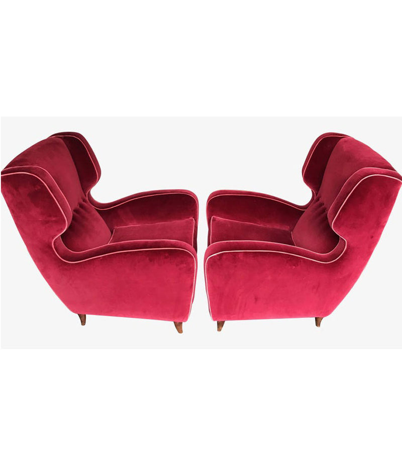 BEAUTIFUL PAIR OF WING BACKED ARMCHAIRS ATTRIBUTED TO GUGLIELMO ULRICH