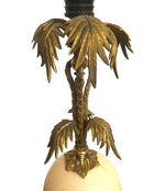 BRASS PALM TREE TABLE LAMP WITH REAL OSTRICH EGG CENTRE