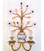 Maison Bagues gilt wall sconces and rock crystal 