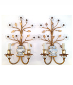 Maison Bagues gilt wall sconces and rock crystal 