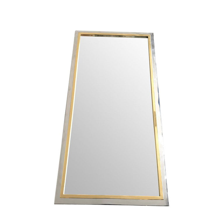 BELGO CHROME MIRROR WITH BRASS AND CHROME FRAME