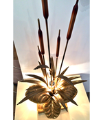 French brass bullrush lamp