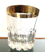 CRYSTAL AND GILT COCKTAIL SET WITH SHAKER AND SIX MATCHING GILT EDGED TUMBLERS