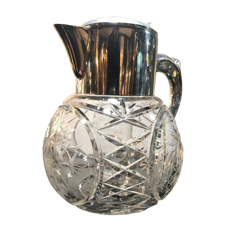 CUT GLASS AND SILVER PLATED LEMONADE OR COCKTAIL JUG