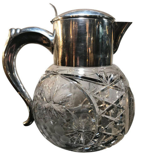 CUT GLASS AND SILVER PLATED LEMONADE OR COCKTAIL JUG