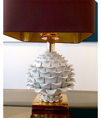 An Italian Ceramic artichoke lamp