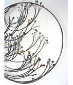 CURTIS JERE CIRCULAR METAL WALL SCULPTURE WITH BRASS AND CHROME TREE BLOSSOM