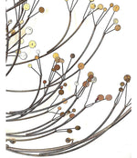 CURTIS JERE CIRCULAR METAL WALL SCULPTURE WITH BRASS AND CHROME TREE BLOSSOM