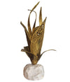 DUVAL BRASSEUR BRASS FLOWER LAMP ON SOLID MARBLE BASE