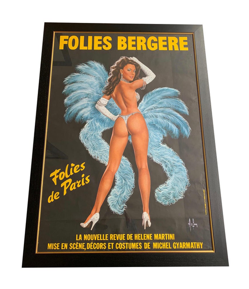 FABULOUS ORIGINAL 1960S LARGE FOLIES BERGERE POSTER BY ARTIST ALAIN GOURDON